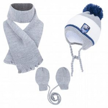 Купить комплект шапка/шарф/варежки aliap, цвет: серый/белый ( id 10976510 )