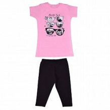 Купить комплект футболка/капри счастливая малинка, цвет: розовый/черный ( id 12600664 )