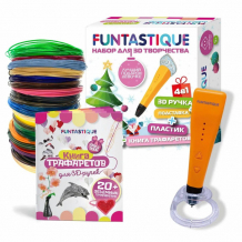 Купить funtastique новогодний набор для 3д творчества 4 в 1: 3d-ручка cleo с подставкой, книжка с трафаретами 4-1-fpn04