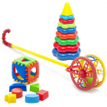 Купить развивающая игрушка тебе-игрушка набор каталка колесо + игрушка кубик логический малый + пирамида детская большая 40-0032+40-0011+40-0045