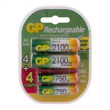Купить gp аккумулятор rechargeable аа/aaa (lr03) 8 шт. gp 210aa/75aaahcfr-2cr8 48/480
