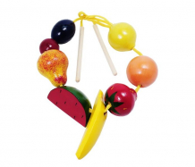 Купить деревянная игрушка rntoys бусы фрукты-ягоды цветные д-342