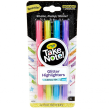 Купить фломастеры crayola 4 ярких с блестками take note 58-6636