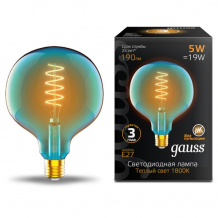 Купить светильник gauss лампа filament led flexible е27 g125 5w 190lm 1800к 1013802105