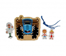 Купить деревянная игрушка буратино шнуровка трактор и герои синий трактор 20х18 см w035-str