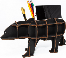 Купить eco wood art сборная модель 3d ewa design настольный органайзер медведь org-bear-black