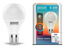 Купить светильник gauss лампа светодиодная smart home dim+cct e27 a60 8.5 вт 1130112