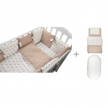 Купить комплект в кроватку forest kids для овальной кроватки dream (16 предметов) с постельным бельем и наматрасником 