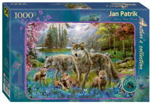 Купить step puzzle пазлы семья волков весной (1000 элементов) 79547