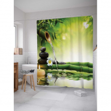 Купить joyarty штора-занавеска для ванной из сатена с крючками бамбуковый кран 200х180 см sc_7709