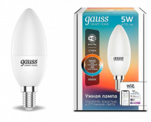 Купить светильник gauss лампа светодиодная smart home dim+cct e14 c37 5 вт 1110112
