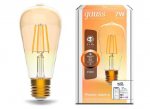 Купить светильник gauss лампа светодиодная филаментная smart home dim e27 st64 golden 7 вт 1290112
