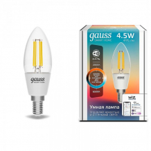 Купить светильник gauss лампа светодиодная филаментная smart home dim+cct e14 c35 4,5 вт 2000-6500к 1250112