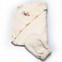 Купить лес текстиль полотенце уголок с цветной окантовкой и варежкой 75х75 см umv-007