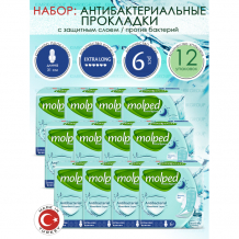 Купить molped гигиенические антибактериальные прокладки antibac extra long 6 шт. 12 упаковок 5070436/12