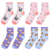Купить kawaii factory носки в коробке корги и котики 4 пары kw195-000021