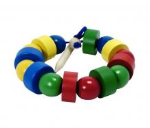 Купить деревянная игрушка rntoys бусы геометрические цветные шарики и шайбочки д-568