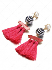 Купить artificial pearl striped ball tassel drop earrings ( id 278286102 )