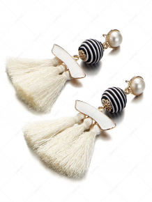 Купить artificial pearl striped ball tassel drop earrings ( id 278286103 )