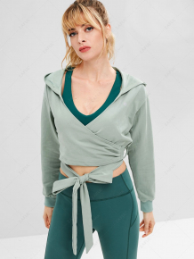Купить zaful drop shoulder wrap short hoodie ( id 279458603 )