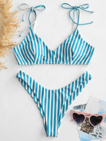 Купить zaful tie striped surplice bikini set ( id 308938501 )