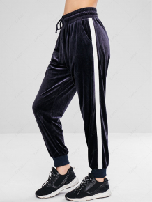 Купить zaful color block velvet jogger pants ( id 339479203 )