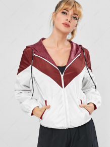 Купить zaful color block hooded windbreaker jacket ( id 363785603 )