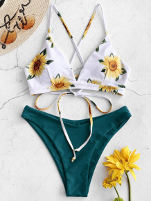 Купить zaful sunflower criss cross bikini set ( id 443451310 )