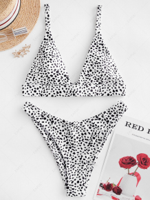 Купить zaful dalmatian print knot high leg bikini swimsuit ( id 457739102 )