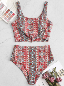 Купить zaful knot printed bohemian tankini swimsuit ( id 458542803 )