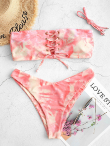 Купить zaful tie dye lace up high leg bikini swimsuit ( id 461014201 )