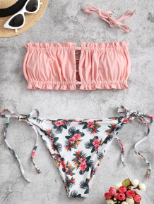Купить zaful flower tie ruched cross tube bikini swimsuit ( id 462353201 )