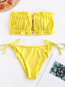 Купить zaful ruffle tie side low waisted bandeau bikini swimsuit ( id 459006208 )