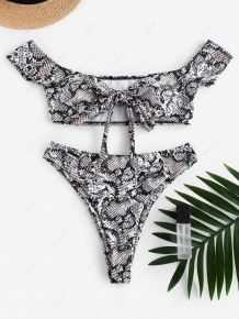Купить zaful off shoulder leopard snake high cut bikini set ( id 280600107 )