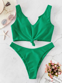 Купить zaful neon knotted high cut tank bikini swimsuit ( id 461241308 )