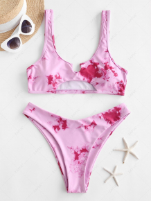 Купить zaful v-notch cutout tie dye bikini swimsuit ( id 457576310 )