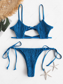 Купить zaful keyhole smocked string bikini ( id 266226523 )