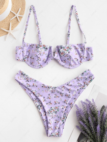 Купить zaful ditsy print v cut underwire bikini swimsuit ( id 461373904 )
