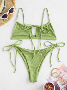 Купить zaful ribbed bralette cutout string bikini swimwear ( id 467645502 )