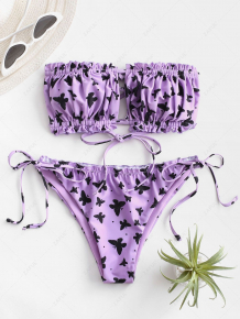 Купить zaful butterfly print tie side bandeau bikini swimwear ( id 467886607 )