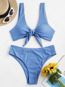 Купить zaful tie front ribbed bikini swimsuit ( id 461179206 )