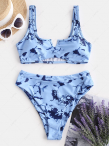 Купить zaful tie dye v-notch high waisted bikini swimsuit ( id 463245805 )