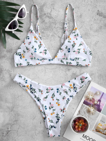 Купить zaful floral strappy high leg cami bikini swimwear ( id 468335103 )