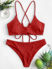Купить zaful criss cross textured padded bikini swimsuit ( id 452303915 )