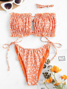 Купить zaful ditsy print tie side ruched bikini swimsuit ( id 463551522 )