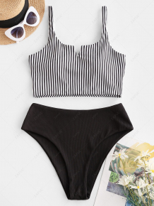 Купить zaful ribbed striped v wired tankini swimwear ( id 469021405 )
