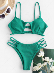 Купить zaful textured cutout ladder cut string bikini swimwear ( id 466485008 )