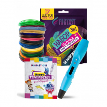 Купить funtasy набор для 3d творчества 3 в 1: 3d-ручка one, книжка с трафаретами, pla-пластик 17 цветов 3-1-fp001a