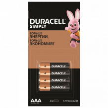 Купить duracell батарейка алкалиновая simply aaa (lr03) 4 шт. 5000394129337