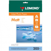 Купить lomond фотобумага матовая а4 205г/м2 для струйных принтеров 50 листов 102085